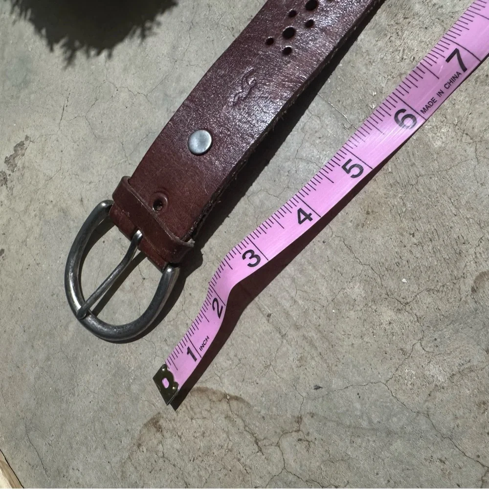 Hollister Brown Leather Belt Men Size Medium Perforated Western Festival Classic